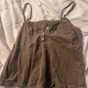 Brandy Melville Chocolate Brown Buttoned Top